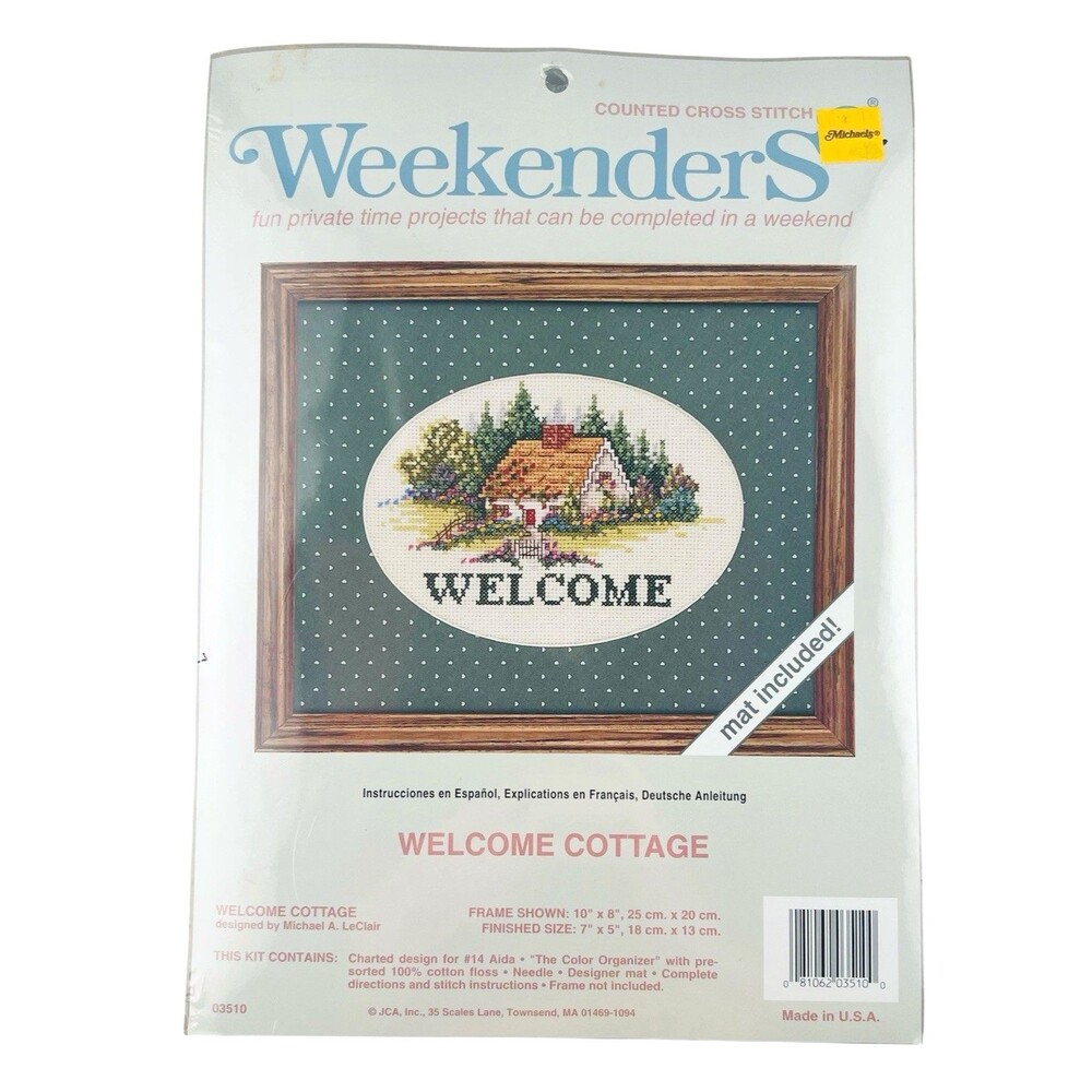 WEEKENDERS COUNTED CROSS STITCH KIT WELCOME COTTAGE 03510 7” X 5” NEW